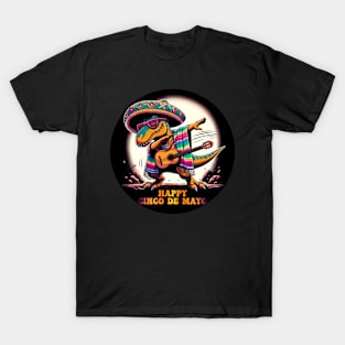 Happy Cinco de Mayo Mexican Fiesta Dancing dinosaur Cinco de Mayo Party 5th of May Cinco de Mayo Celebration T-Shirt